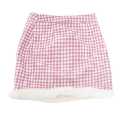 Pink plaid long nad mini skirt