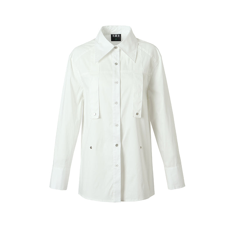 Versatile White Large Size Loose Shirt