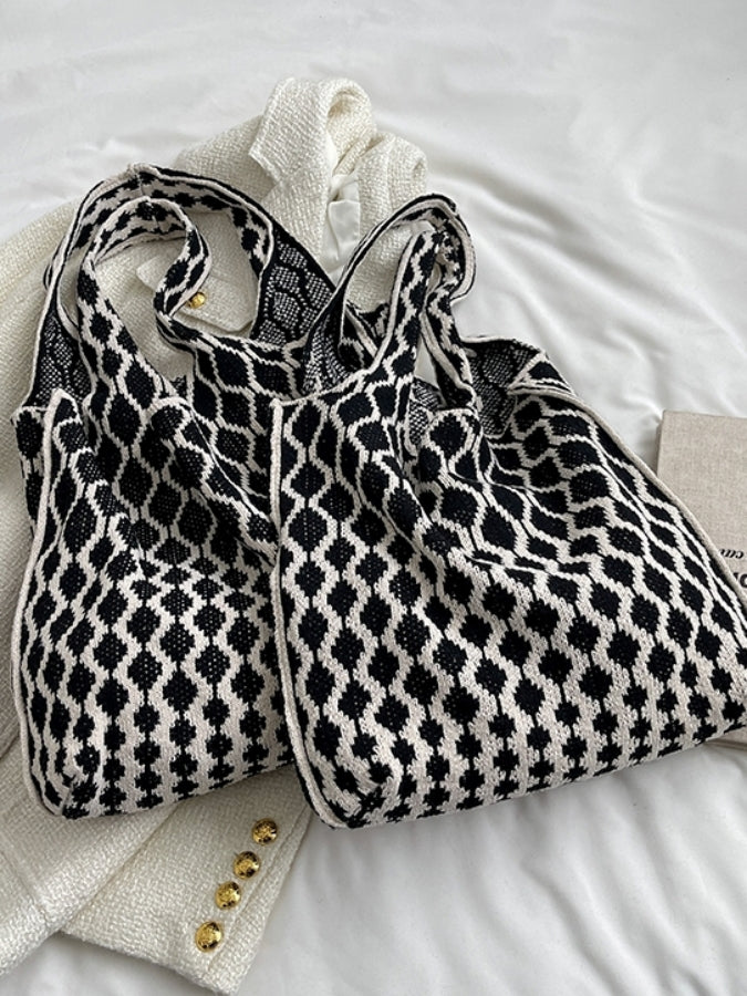 Knit pattern tote bag B1259