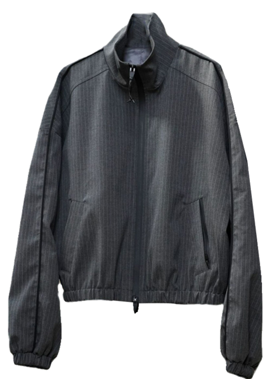 Striped zipper stand collar jacket B2551