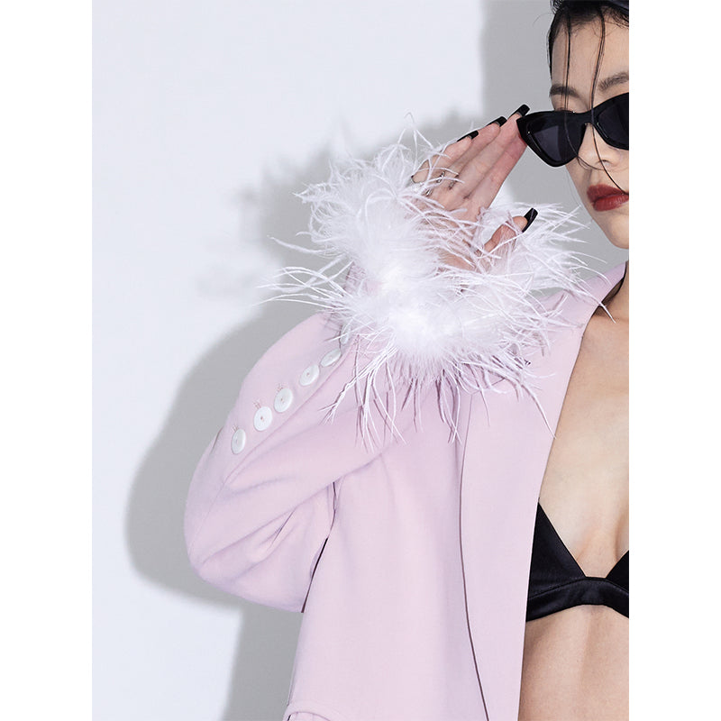 Ostrich feather cuff jacket and pants