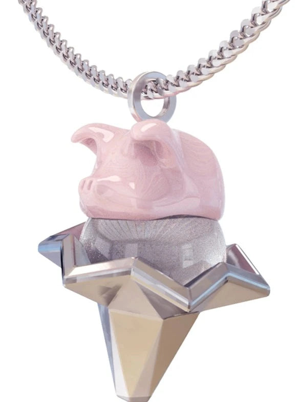 Polygon piglet ice cream necklace B2622
