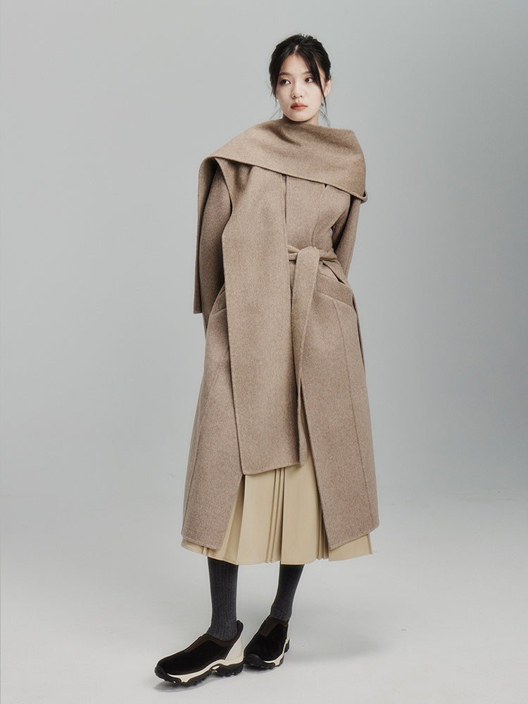 Tea brown wool trench coat
