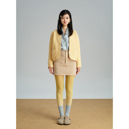 Autumn and winter yellow wool jacket
