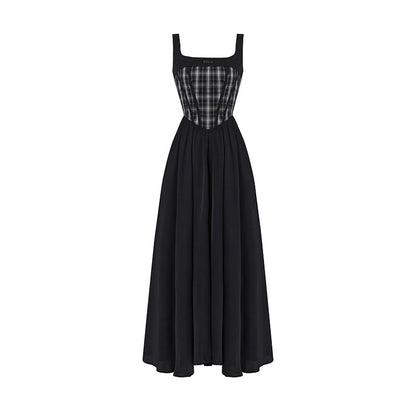 French high-end suspender dress