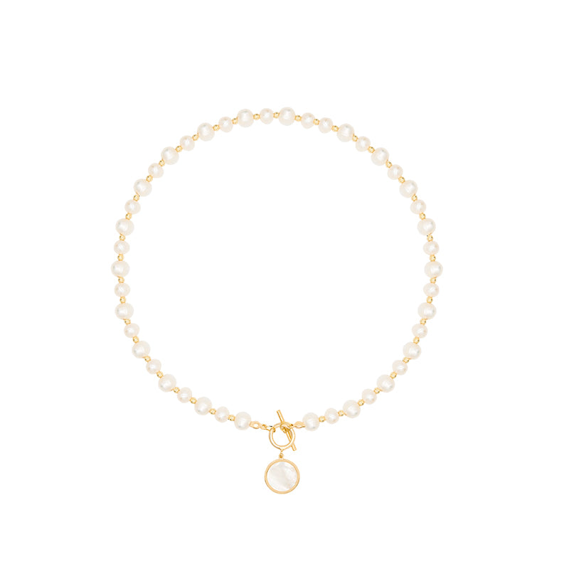 Pearl shell pendant choker necklace B1647