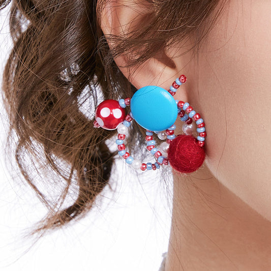 Red Blue Contrast Earrings B1916