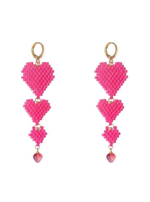 Pink Peach Heart Earrings B2059