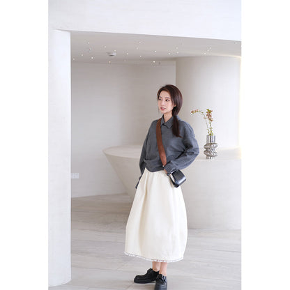 Chinese style milk white jacket and skirt