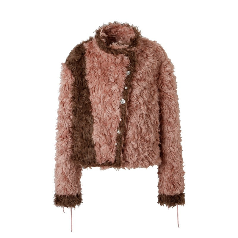 Romantic retro style warm fur coat