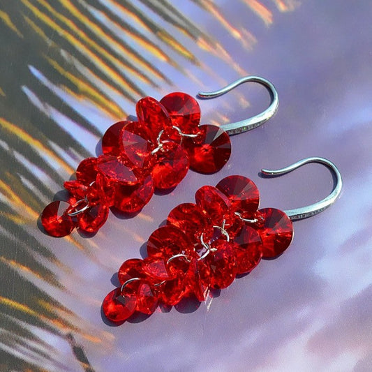 Big Red Crystal Earrings B1914