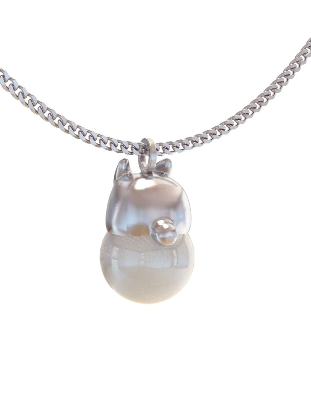 Metal polygon bunny pearl necklace B2619