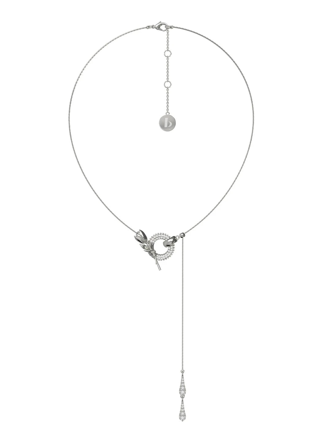 Tulip pull pendant long necklace B2582
