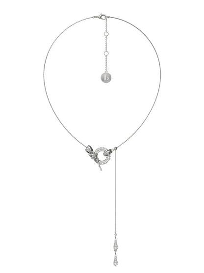 Tulip pull pendant long necklace B2582