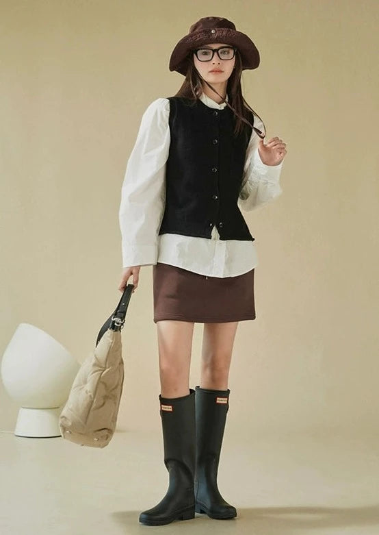 Fleece-lined short skirt B2403