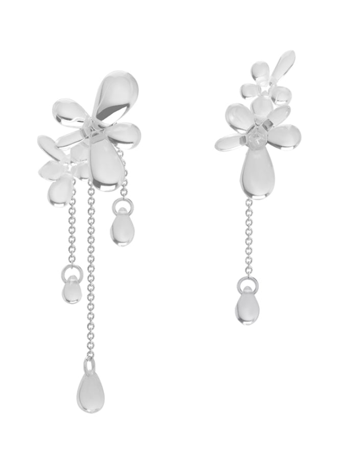 Clear glass flower tassel earrings B1243