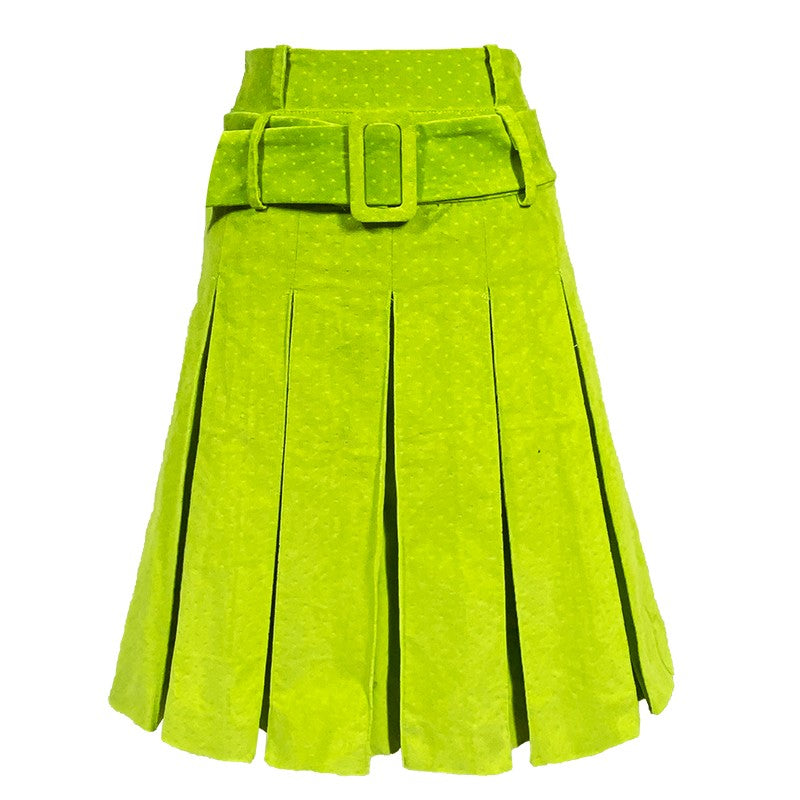 Black and Green Double Waist Wide Skirt
