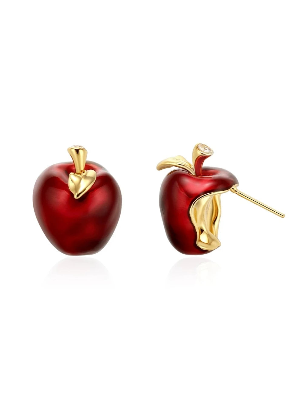Plump red apple earrings B2438
