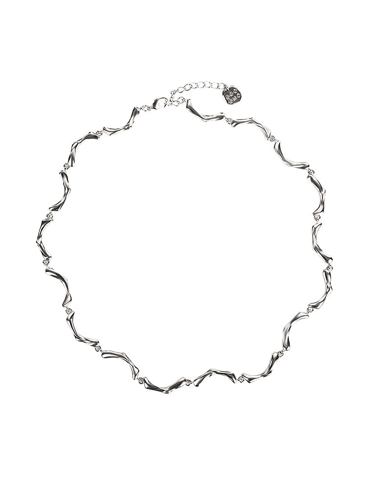 Metal wave choker necklace B1590