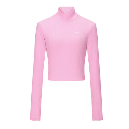 Half-high collar solid color knitted top