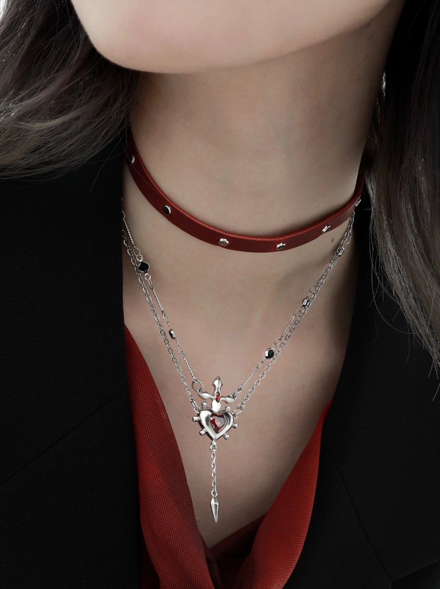 Forbidden Love Bilayer Leather Necklace B2474