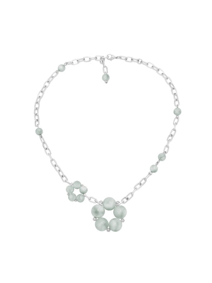 Light Green Crystal Flower Chain Necklace B1249