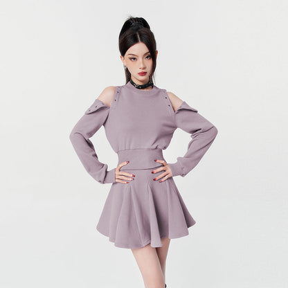 Purple All-Match Loose Slim Two-Piece dress