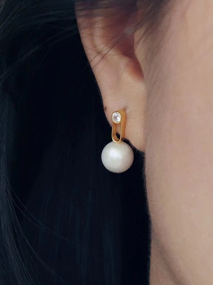 S925 心形珍珠不對稱耳環 B2281
