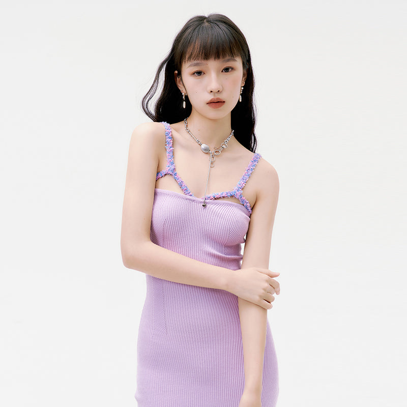 Knitted slim sexy embroidery dress