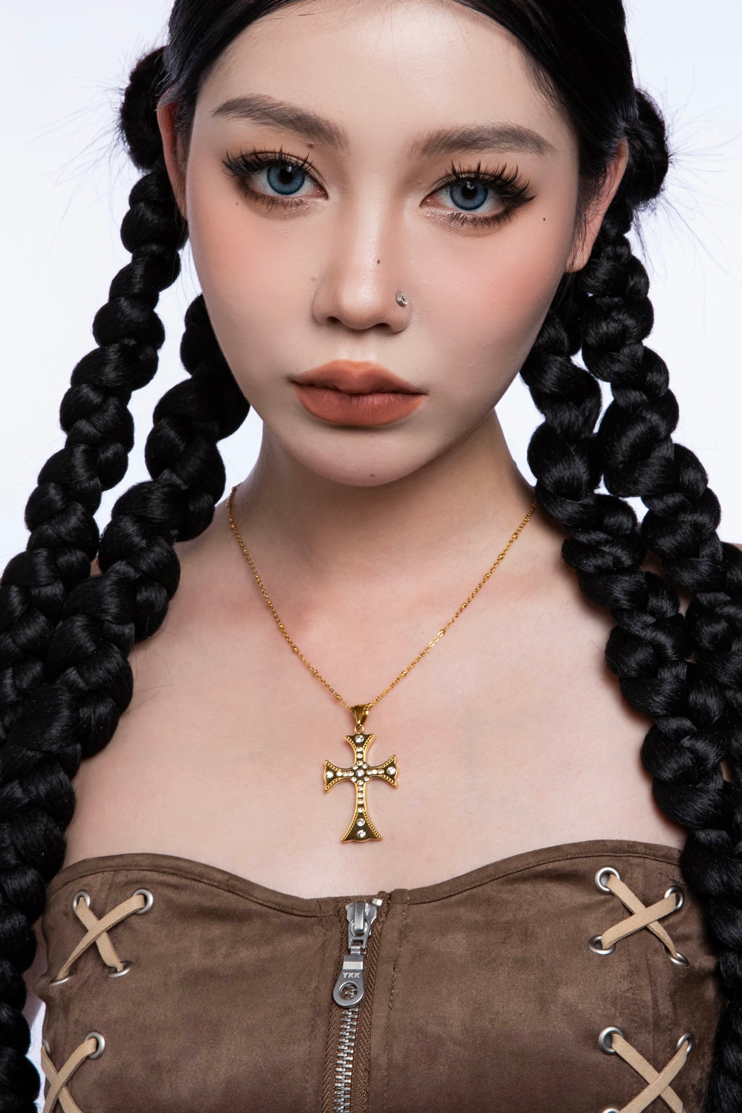Y2K Baroque Golden Cross Necklace B1570