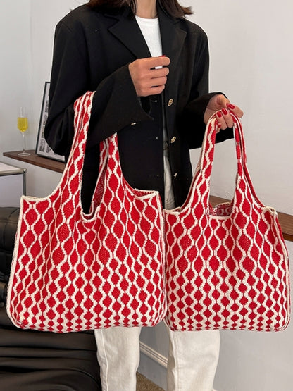 Knit pattern tote bag B1259