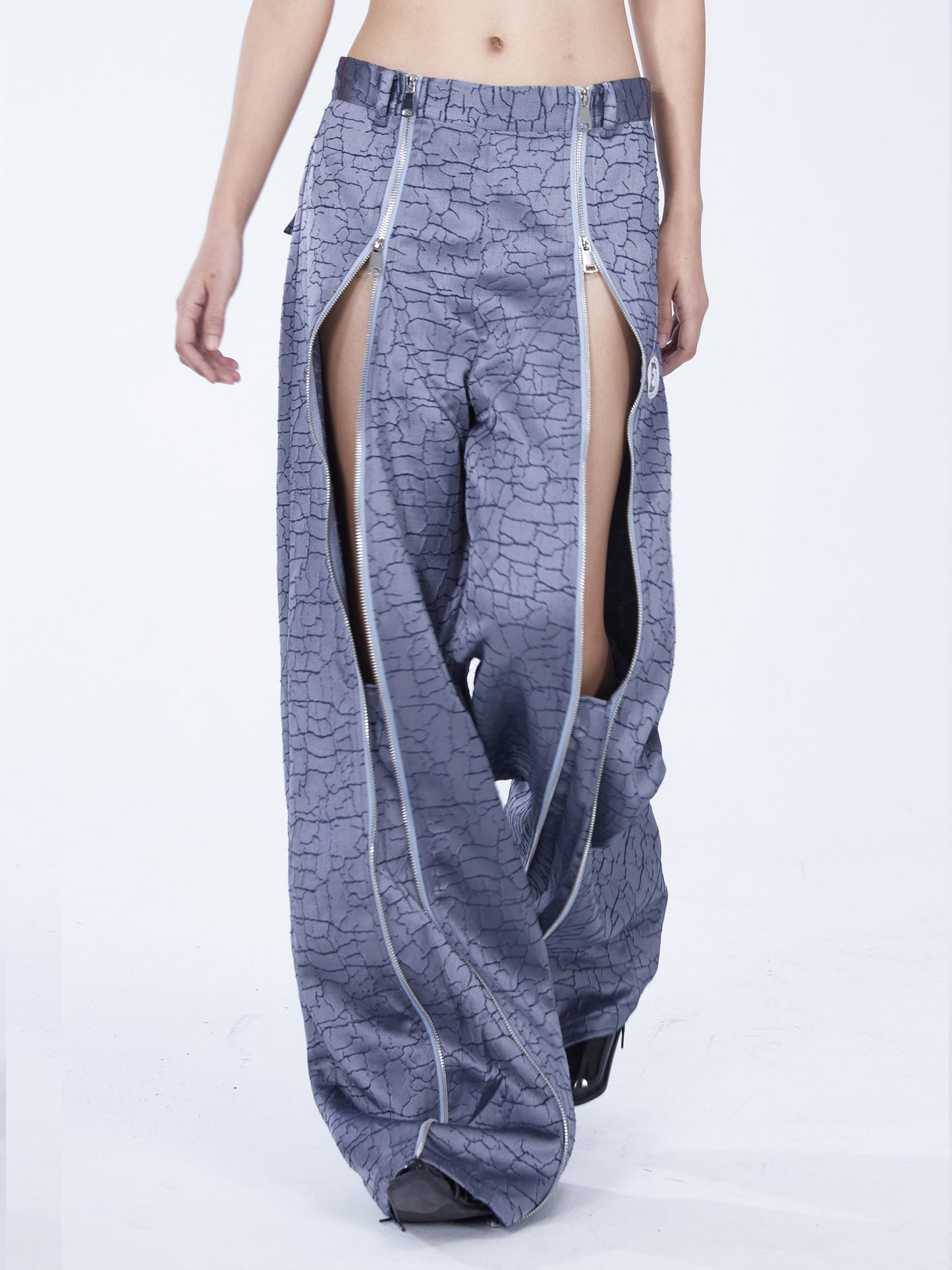 Ultra-long zipper wide-leg pants