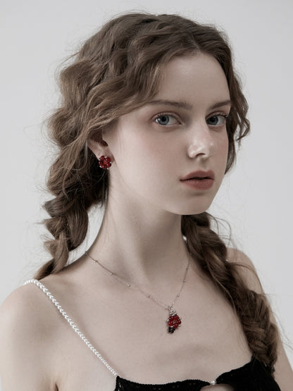 Crystal Red Flower Earrings B1254