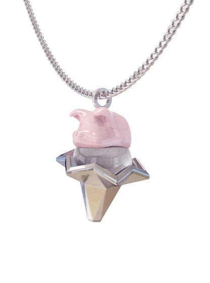 Polygon piglet ice cream necklace B2622