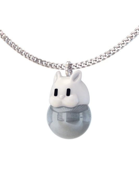 Polygon bunny pearl necklace B2618