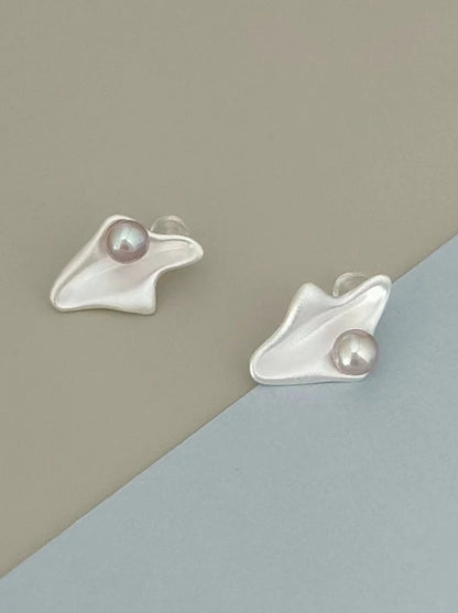 S925 Purple pearl island earrings B2615