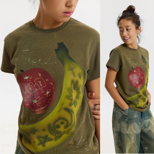 Graffiti Fruit Slim T-shirt B1966