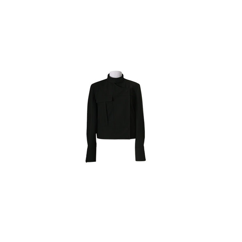 Black three-dimensional splicing stand collar jacket