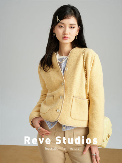 Autumn and winter yellow wool jacket