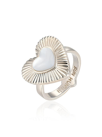 心形珍珠母貝開口戒指 B2639