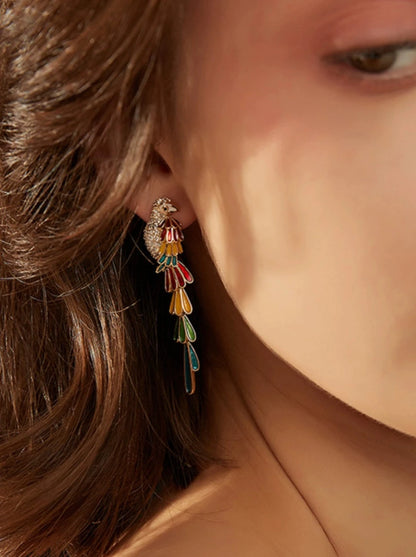 Parrot long tassel earrings B2557