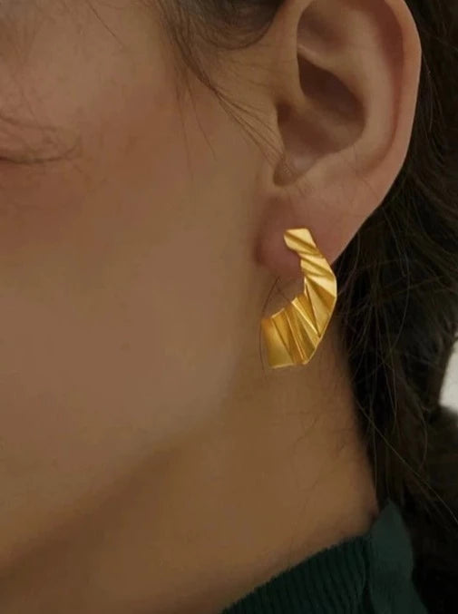 S925 Origami solid geometry earrings B2278