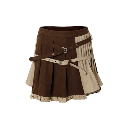 Preppy style stitching skirt