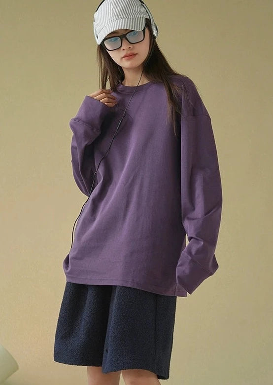 Solid color loose T-shirt B2453