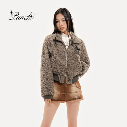 Lamb wool short velvet jacket