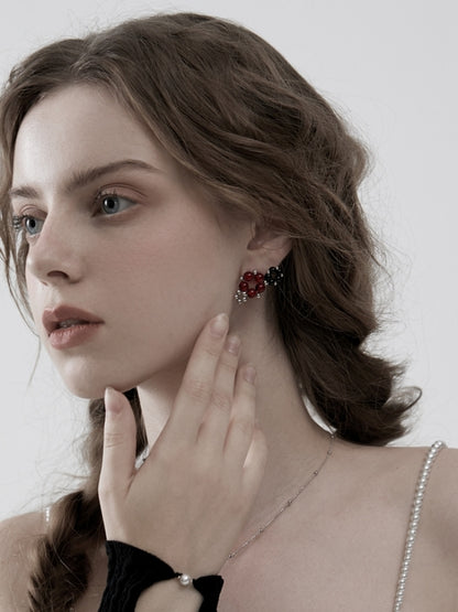 Crystal Red Flower Earrings B1254