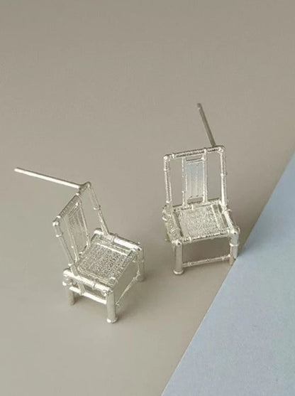 S925 bamboo square chair earrings B2394