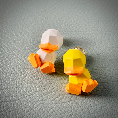 Yellow White Duck Polygon Earrings B1215