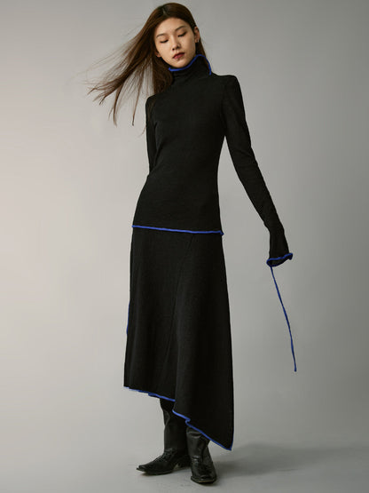 Knitted irregular long skirt and top