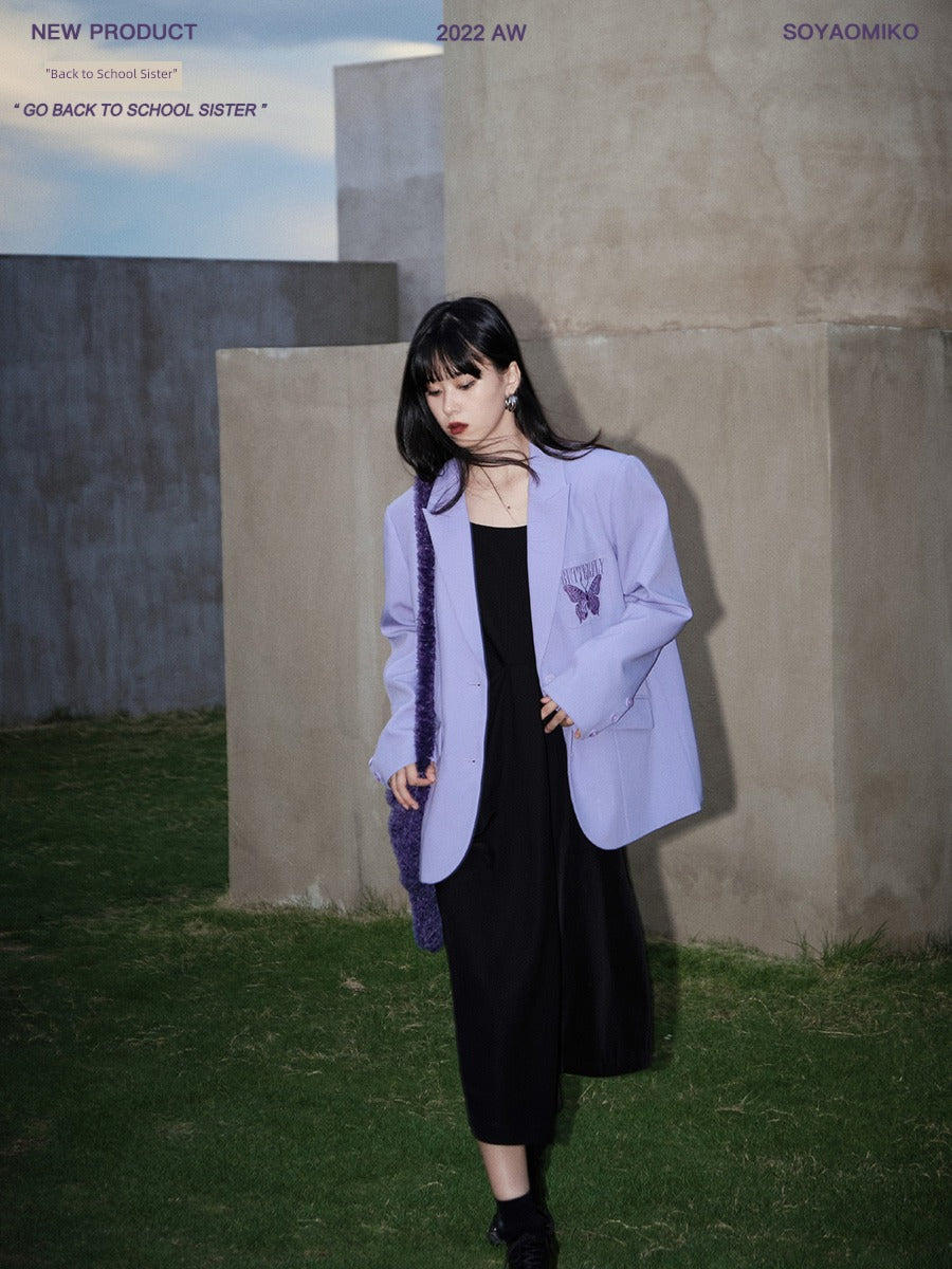 紫羅蘭蝴蝶刺繡夾克B1680